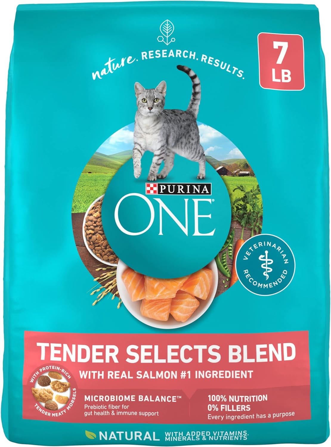 Purina ONE Natural Dry Cat Food, Tender Selects Blend With Real Salmon – 7 lb. Bag