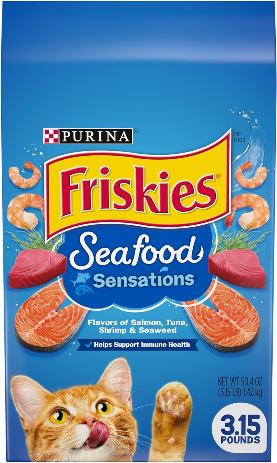 Purina Friskies Dry Cat Food, Seafood Sensations – 3.15 Pound (Pack of 4)