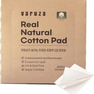 varuza Premium Unbleached 100% Cotton Pads for Face Toner- Lint Free Triple Layers Face Pads for Toner Mask, Nail and Makeup Removal 300 Count